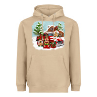 Mushroom Christmas gnomes with red truck Heavyweight Hoodie - NancyCooperArtShop
