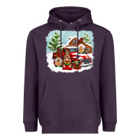 Plum Christmas gnomes with red truck Heavyweight Hoodie - NancyCooperArtShop