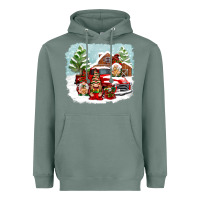 Sage Christmas gnomes with red truck Heavyweight Hoodie - NancyCooperArtShop