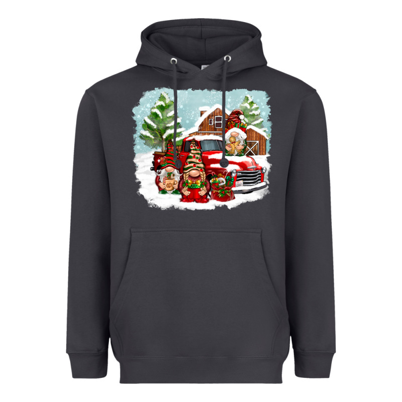 Christmas Gnomes With Red Truck Heavyweight Hoodie by NancyCooperArtShop | Teevron