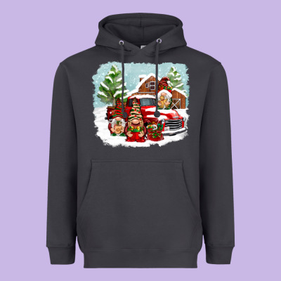 Christmas Gnomes With Red Truck Heavyweight Hoodie Designed By Nancycooperartshop