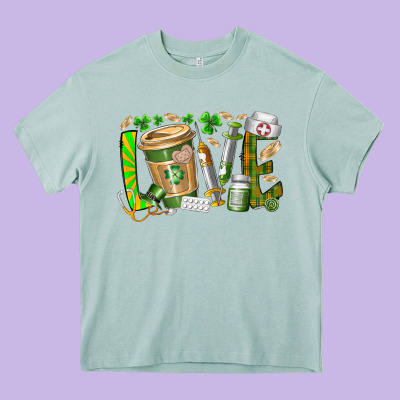 St Patricks Love Nurse Heavy Core Tee Designed By Racoondesign