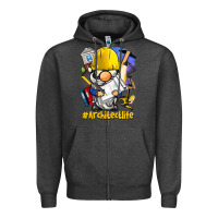 Charcoal Heather Architect life gnome Zipper Hoodie - BarkalooDesign