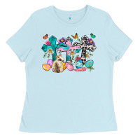 Baby Blue Western rabbit with Cross and flowers Ladies Tee - Neo Western