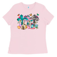 Bubblegum Pink Western rabbit with Cross and flowers Ladies Tee - Neo Western
