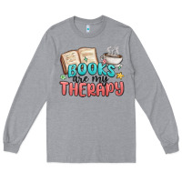 Heather Grey books are my therapy Long Sleeve Tee - MaliasSmallBusiness
