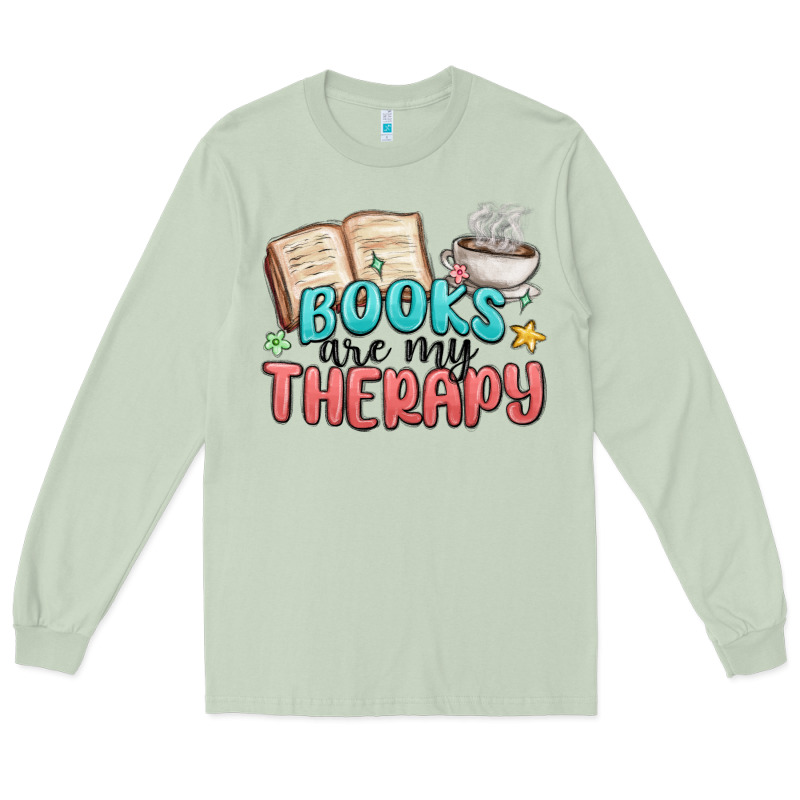 Books Are My Therapy Long Sleeve Tee by MaliasSmallBusiness | Teevron