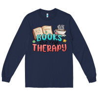 Navy books are my therapy Long Sleeve Tee - MaliasSmallBusiness