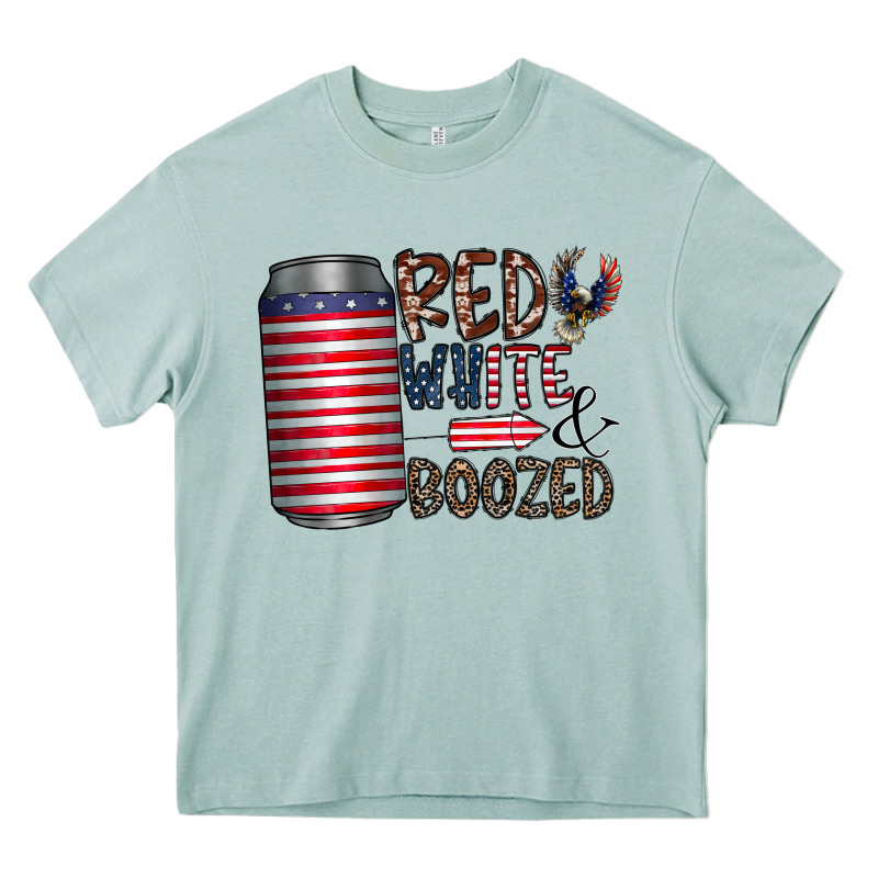 Red White  Boozed Heavy Core Tee by CowhideDigitalArt | Teevron