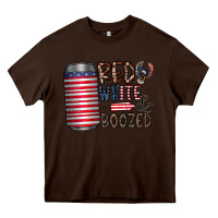 Chocolate Brown red white  boozed Heavy Core Tee - CowhideDigitalArt
