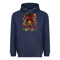 Navy santa's favorite waitress messy bun Heavyweight Hoodie - texasbilliewilder