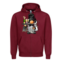 Burgundy waiter gnome Zipper Hoodie - BarkalooDesign
