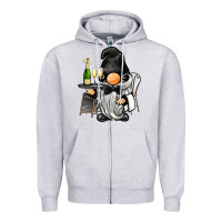 Heather Grey waiter gnome Zipper Hoodie - BarkalooDesign
