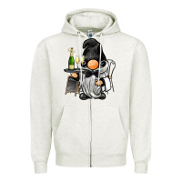 Oatmeal Heather waiter gnome Zipper Hoodie - BarkalooDesign