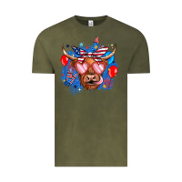 Vintage Olive western america cow Vintage Tee - JahusDesignShop