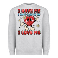 Heather Grey i have me i take care of me i love me Heavyweight Sweatshirt - MaliasSmallBusiness