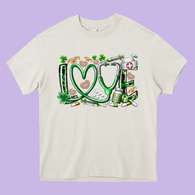 St.patricks Love Nurse Heavy Core Tee Designed By Racoondesign