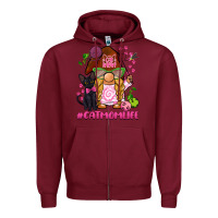Burgundy cat mom  life gnome Zipper Hoodie - BarkalooDesign