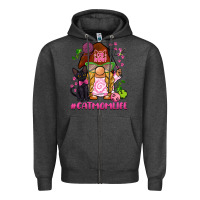 Charcoal Heather cat mom  life gnome Zipper Hoodie - BarkalooDesign