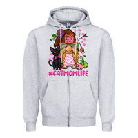 Heather Grey cat mom  life gnome Zipper Hoodie - BarkalooDesign
