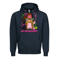 Navy cat mom  life gnome Zipper Hoodie - BarkalooDesign