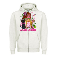 Oatmeal Heather cat mom  life gnome Zipper Hoodie - BarkalooDesign