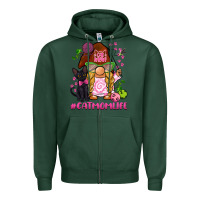 Sports Green cat mom  life gnome Zipper Hoodie - BarkalooDesign