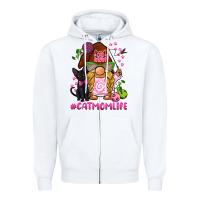 White cat mom  life gnome Zipper Hoodie - BarkalooDesign