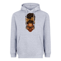 Heather Grey afro messy bun leopard bow Heavyweight Hoodie - texasbilliewilder