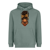 Sage afro messy bun leopard bow Heavyweight Hoodie - texasbilliewilder