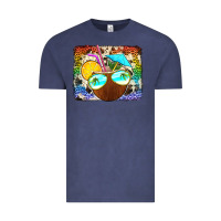 Vintage Denim coconut drink with sunglasses Vintage Tee - Jasminsmagicworld