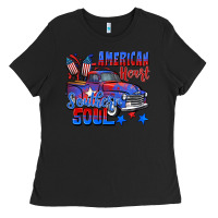 Black American heart southern soul truck 4th of july Ladies Tee - CowGirlArtShop