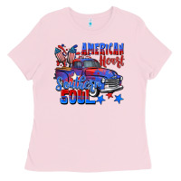 Bubblegum Pink American heart southern soul truck 4th of july Ladies Tee - CowGirlArtShop