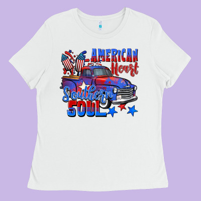 American Heart Southern Soul Truck 4th Of July Ladies Tee Designed By Cowgirlartshop