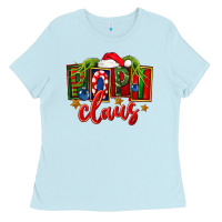 Baby Blue Christmas popi claus Ladies Tee - FaDigitalArtStudio