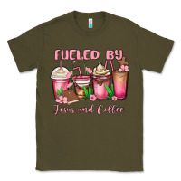 Army Green fueled by jesus and coffee Classic Tee - MaliasSmallBusiness
