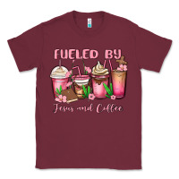 Burgundy fueled by jesus and coffee Classic Tee - MaliasSmallBusiness