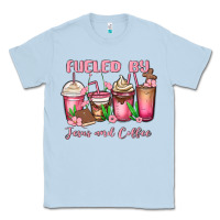 Dusty Blue fueled by jesus and coffee Classic Tee - MaliasSmallBusiness