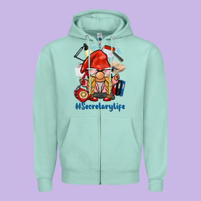Secretary Life Gnome Zipper Hoodie Designed By Barkaloodesign