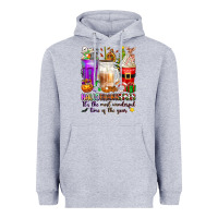 Heather Grey Hallothanksmas coffee cups Heavyweight Hoodie - texasbilliewilder