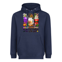 Navy Hallothanksmas coffee cups Heavyweight Hoodie - texasbilliewilder