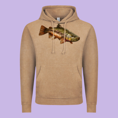 Brown Trout Vintage Hoodie Designed By Lillyallendesigns