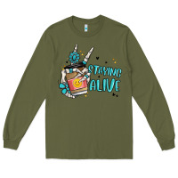 Army Green staying alive Long Sleeve Tee - MaliasSmallBusiness