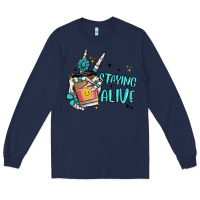 Navy staying alive Long Sleeve Tee - MaliasSmallBusiness