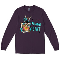 Plum staying alive Long Sleeve Tee - MaliasSmallBusiness