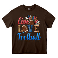Chocolate Brown live love american football Heavy Core Tee - HRA Design Shop