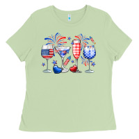 Matcha 4th of July wine glasses Ladies Tee - Neo Western