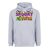 Heather Grey Spooky vibes Heavyweight Hoodie - NancyCooperArtShop