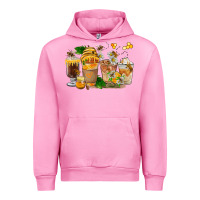Fuchsia Pink Honey Bee Coffee Cups Urban Hoodie - FaDigitalArtStudio