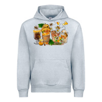 Heather Grey Honey Bee Coffee Cups Urban Hoodie - FaDigitalArtStudio